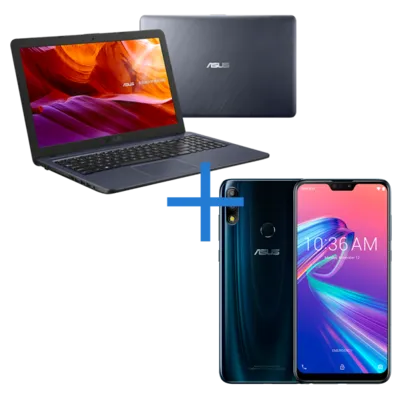 Notebook ASUS VivoBook X543UA-DM3457T Cinza Escuro + Smartphone ASUS Zenfone Max Pro (M2) 6GB/64GB Black Saphire | R$ 3419