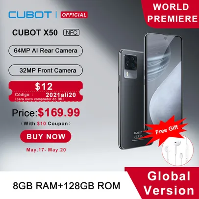 Smartphone Cubot X50 8GB de RAM + 128GB ROM | R$ 909