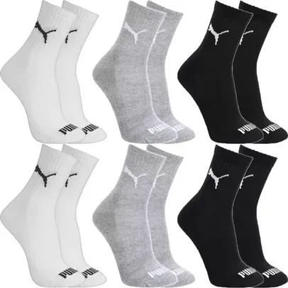 Kit 6 Pares Meias Puma Cano Médio Masculino Adulto Original