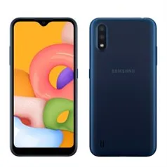 Smartphone Samsung Galaxy A01, Azul, Tela 5.7", 4G+Wi-Fi, Android, Câm Traseira 13+2MP e Frontal 5MP, 32GB