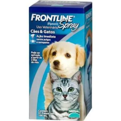 Medicamento Antipulgas e Carrapatos p/ cães e gatos Spray 100ml - Frontline | R$54