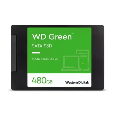 SSD SATA WD Green, 480GB, 2.5", Leitura: 545MB/s e Gravação: 430MB/s, Preto - WDS480G3G0A