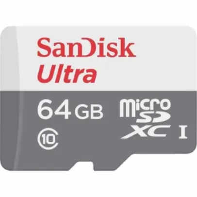 Cartão de Memória SanDisk Ultra® microSDXC™ UHS-I com Adaptador - 64GB - R$90