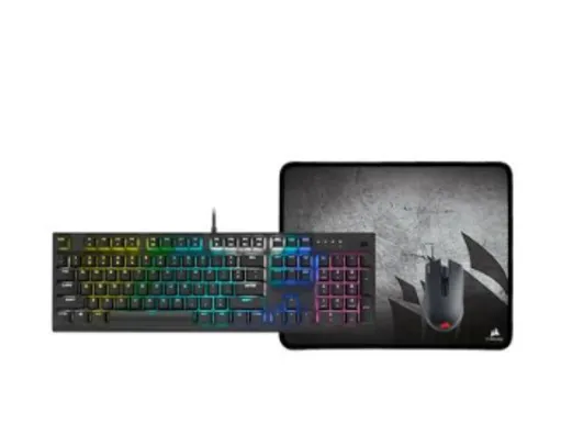 Kit Gamer Corsair, Teclado K60 Pro RGB, ABNT2 + Mouse Harpoon Pro RGB, 12000DPI, 6 Botões + Mousepad