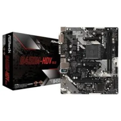 Placa-Mãe ASRock B450M-HDV R4.0, AMD AM4, Micro ATX, DDR4 | R$ 600