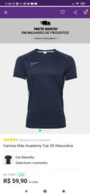 Camisa Nike Academy Top SS Masculina - Marinho | R$54