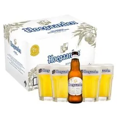 Kit Hoegaarden Wit caixa (24 Unidades) + Copo Hoegaarden 250ml (4 Unidades) | R$ 220