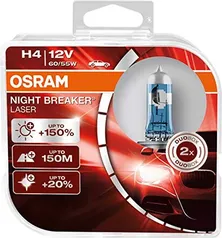 [ PRIME ] Lâmpada H4 OSRAM Night Breaker Laser, Luz Branca/Amarela