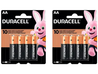 [iupp] Kit com 8 Unidades de Pilha Alcalina AA Duracell