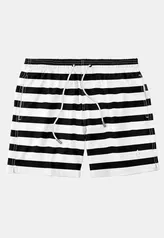 Short e Bermuda Listrada Listras Masculina Tactel Básico Moda Básica Branco/Preto