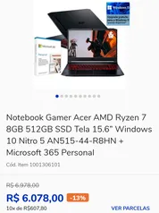 Acer Nitro 5 - Ryzen 7 4800H - 8GB - 512GB SSD - (1650 TI 4GB)