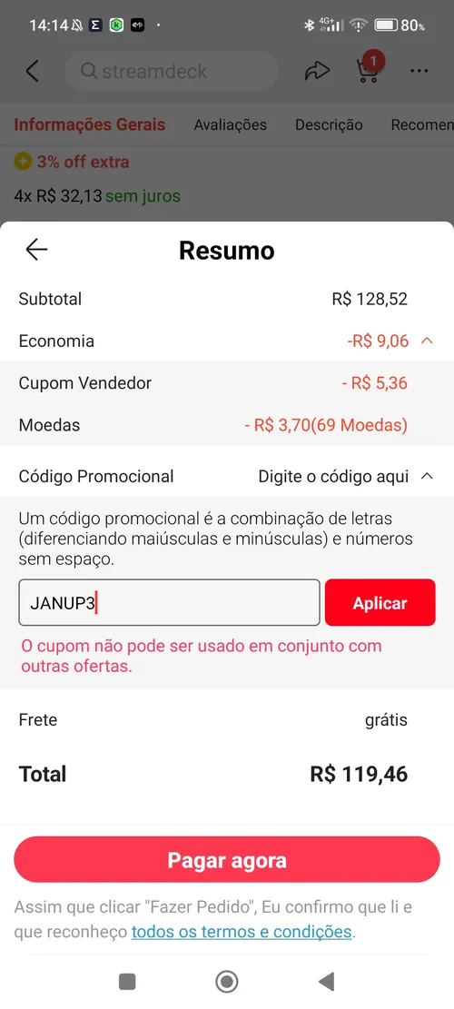 Imagem na descrição da promoção