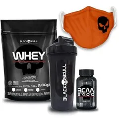 COMBO WHEY + BCAA + COQUETELEIRA + MÁSCARA (BAU E LAR)