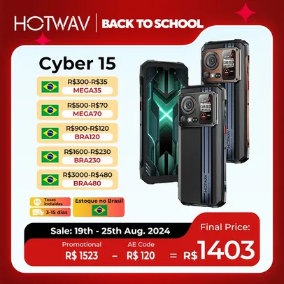 [Do Brasil/ Gpay R$ 1289 ] Smartphone HOTWAV-Cyber 15 256Gb/12Gb