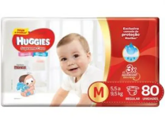 Fraldas Huggies Turma da Mônica Supreme Care - Tam. M 80 Unidades - R$ 48