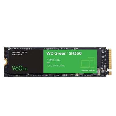 Saindo por R$ 630: SSD WD Green PC SN350 960GB, PCIe, NVMe, Leitura: 2400MB/s, Escrita: 1900MB/s - WDS960G2G0C | Pelando