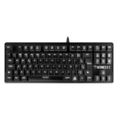 Teclado Mecânico Gamer Gamdias Hermes E2, LED Branco, Switch Huano Brown, Layout ABNT2, Preto - HERMES E2 BR-BROWN