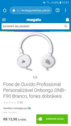 Fone de Ouvido Profissional Personalizável Onbongo ONB- F90 Branco, fones dobráveis