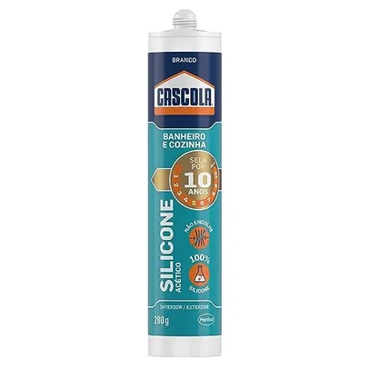 Cascola Banheiros & Cozinhas, Selante 100% silicone, Silicone acético de Alta Resistência, Fácil de Aplicar, 1x280ml