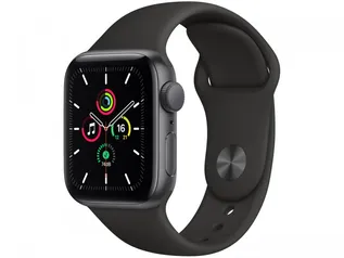 Apple Watch SE 40mm Cinza-espacial GPS + Cellular - Pulseira Esportiva Preta | R$3039