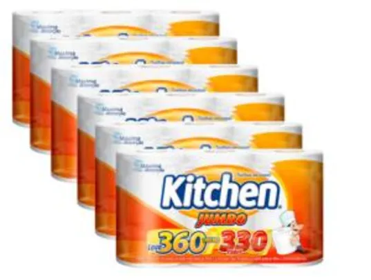 [06 pacotes] Toalhas de Papel Kitchen Jumbo - 18 rolos | R$50
