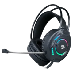 Headset Gamer Ninja Rainbow, 3.5mm + USB, PC, RGB, Drivers 50mm, Black