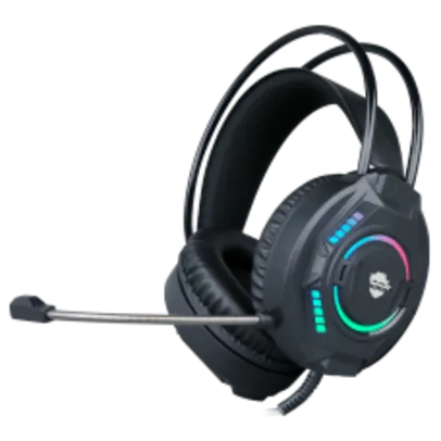 Headset Gamer Ninja Rainbow, 3.5mm + USB, PC, RGB, Drivers 50mm, Black