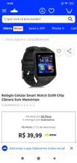 Relógio Celular Smart Watch Dz09 Chip Câmera Som Memóriam | R$40