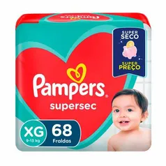 4 Pacotes Fralda Pampers Supersec XG - 68 Unidades Total 272 Fraldas