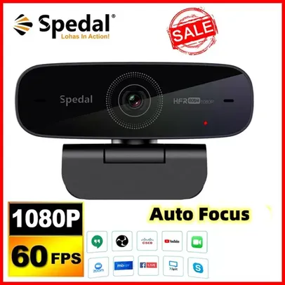 Webcam Spedal 1080p, 60fps com Microfones, Full HD, USB