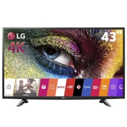 Smart TV LED 43" Ultra HD 4K LG 43UH6100 com Sistema WebOS, Wi-Fi, Painel IPS, HDR Pro, por R$ 2067