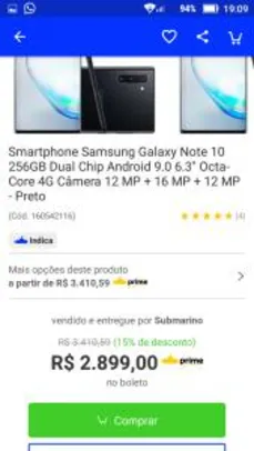 Saindo por R$ 2899: Smartphone Samsung Galaxy Note 10 256GB | Pelando