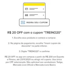 R$20 OFF em compras acima de R$200 na categoria Esportes e Fitness | Mercado Livre