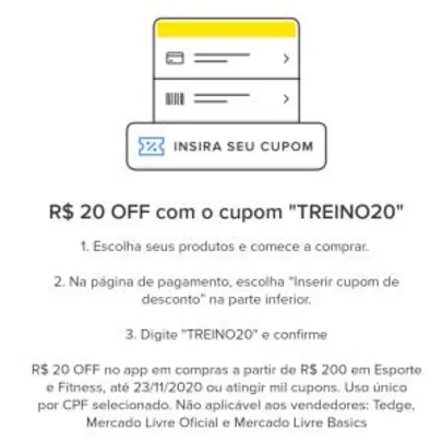 R$20 OFF em compras acima de R$200 na categoria Esportes e Fitness | Mercado Livre