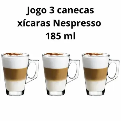 Jogo 3 Canecas Xícaras Nespresso Vidro 185ml