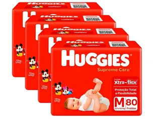 Kit 4 Pacotes Fralda Huggies Supreme Care M 80 | R$164