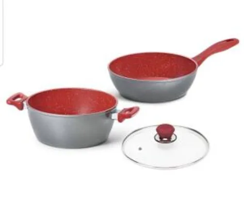 [AME 40%] Kit Flavorstone  com Panela day by day 24cm + Family size 24cm + Tampa 24cm (com AME R$ 286)