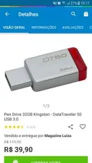 Pen Drive 32G  Kingston - DataTraveler 50 USB 3.0