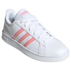 Tênis Adidas Grand Court Base Feminino - Branco e Rosa R$128