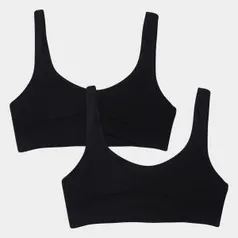 Kit Top She Sem Costura Feminino 2 Peças - Preto - R$70