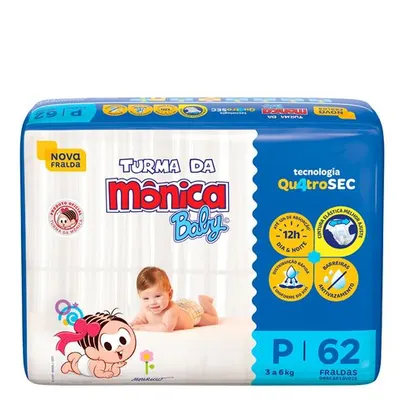 ((COMPRANDO 2 PCTS)) Fralda Turma da Mônica Baby Pequeno C/62 Unidades