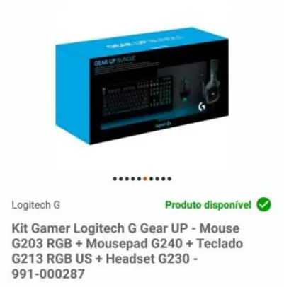 Kit Gamer - Mouse G203 RGB + Mousepad G240 + Teclado G213 RGB US + Headset G230 - R$574