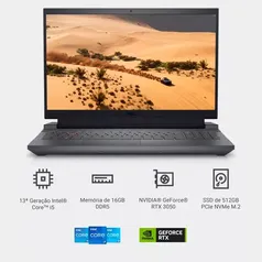 Notebook Gamer Dell G15-i1300-D35P 15.6" FHD 13ª Geração Intel Core i5 16GB 512GB SSD NVIDIA RTX 3050 Linux