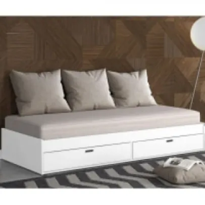 Sofa Cama Puff Branco 2 Gavetas Conquista