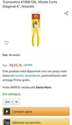 [PRIME] Alicate de Corte Diagonal 6" Tramontina Master | R$30