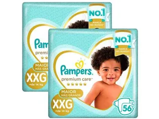 Kit Fraldas Pampers Premium Care Tam. XXG  - + de 14kg 2 Pacotes com 56 Unidades Cada - Fralda Descartável - Magazine Luiza