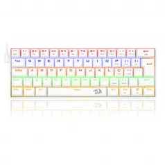 Teclado Mecanico Redragon Lakshmi, Rainbow, ABNT2, Compacto, Switch Vermelho, Lunar White, K606W-R-P