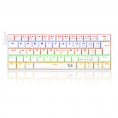 Teclado Mecanico Redragon Lakshmi, Rainbow, ABNT2, Compacto, Switch Vermelho, Lunar White, K606W-R-P