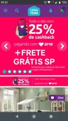 Cashback de 25% AME na Casatema