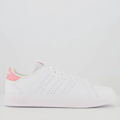 Tênis Adidas Advantage Base 2.0 Feminino Branco e Rosa